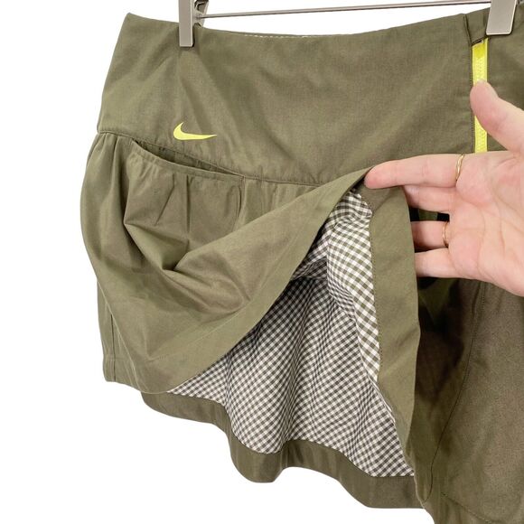 Nike Golf Skirt Size 10 Olive Dri Fit Sport Front Pocket Side Zip Short A-Line - Picture 5 of 12